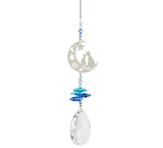 Crystal Fantasy Suncatcher - Two Cats in the Moon